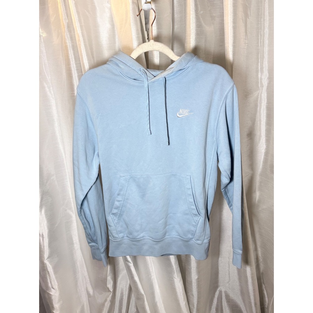 Nike Hoodie Mens XS Blue Sportswear Club Fleece Pullover Embroidered Logo
